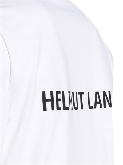 white cotton jersey ribbed trim logo print Helmut Lang | O01HM503100